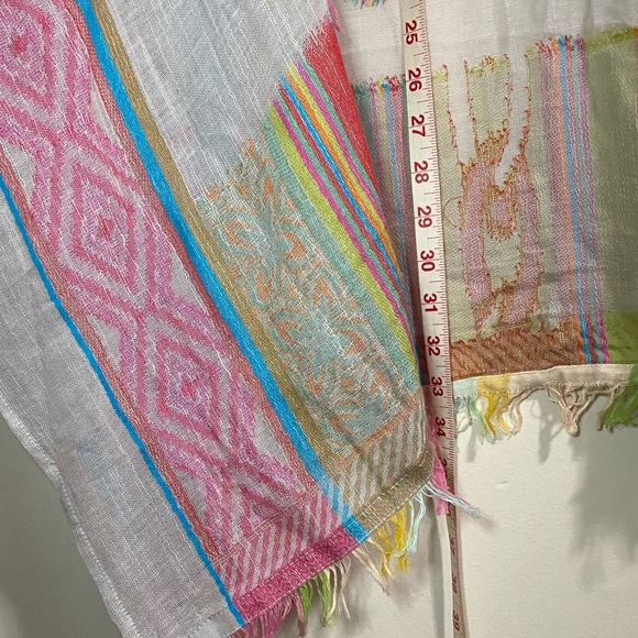 Saachi Colorful Fringe Open Front Sz S Gauzy Kimono Cover Up Festival Lagenlook - Picture 12 of 12